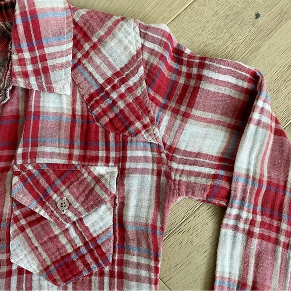 Rails Kendra gauze cotton double plaid long sleeve button-up shirt, size Medium - Picture 8 of 12